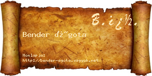 Bender Ágota névjegykártya