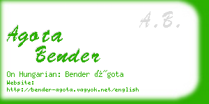 agota bender business card